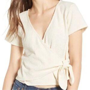 Madewell Cream wrap-tie Blouse Elegant and Versatile